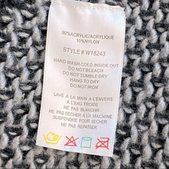 5/$25 Alison Sheri Black Grey Knit Open Front Waterfall Cardigan M - Picture 7 of 11